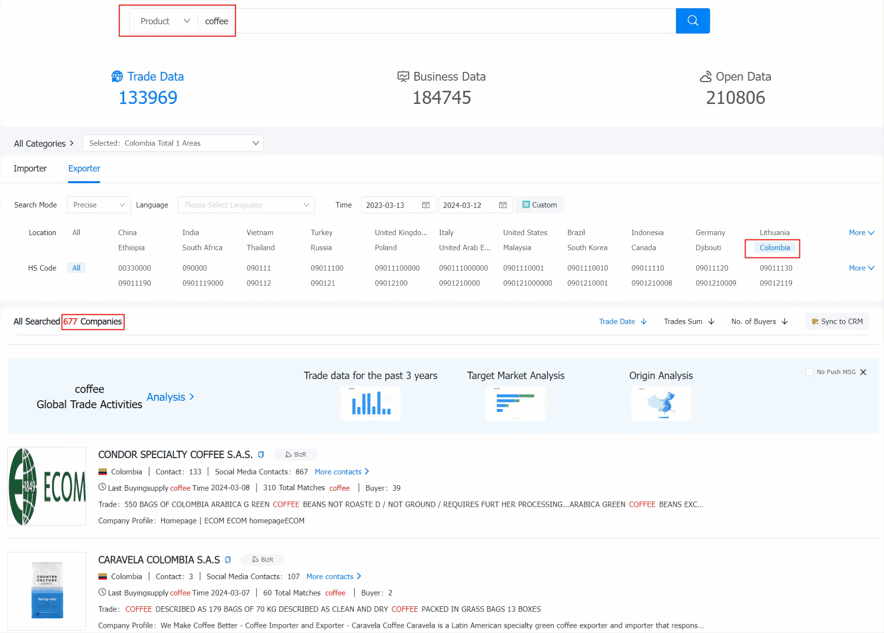 哥伦比亚海关数据,海关数据,哥伦比亚咖啡海关数据 哥伦比亚海关数据,海关数据,哥伦比亚咖啡海关数据